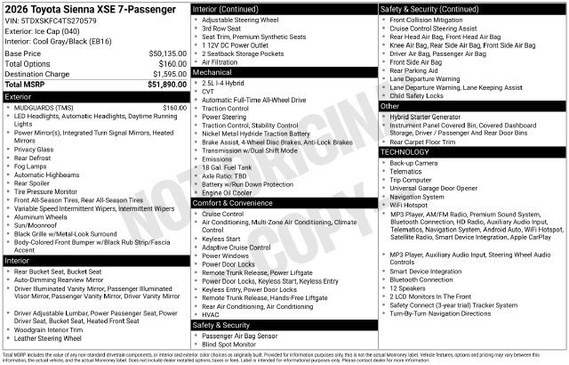 Certified 2026 Toyota Sienna XSE AWD/4WD image 37