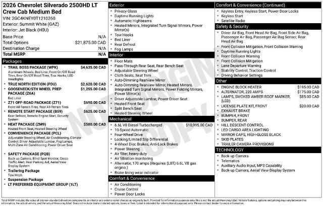 New 2026 Chevrolet Silverado 2500 LT w/ Trail Boss Package AWD/4WD image 2