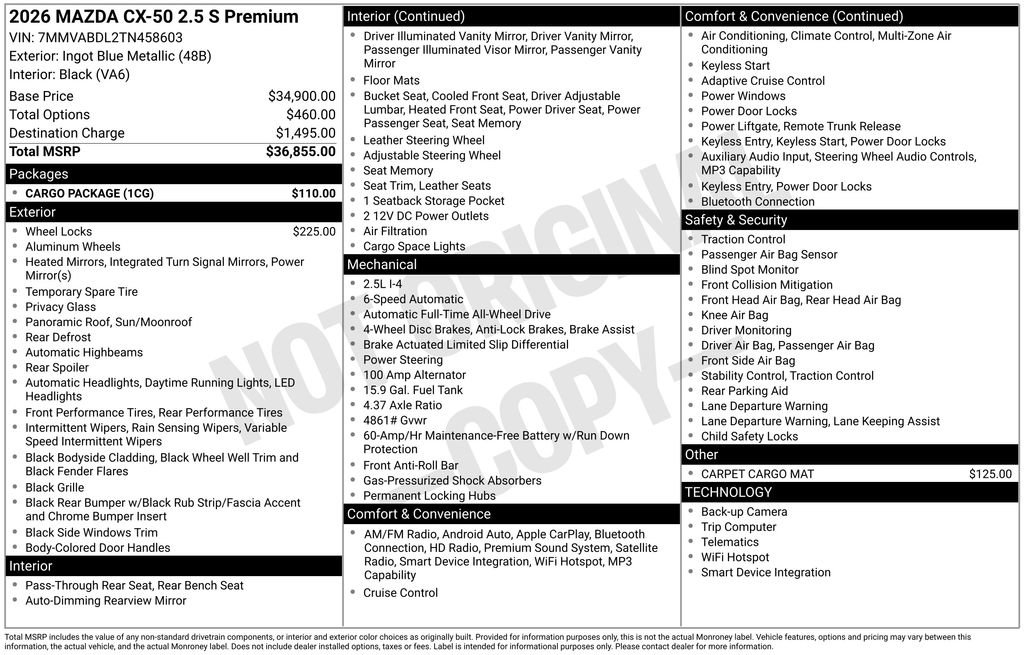 New 2026 MAZDA CX-50 AWD 2.5 S w/ Cargo Package image 33