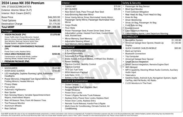 Used 2024 Lexus NX 350 AWD w/ Vision Package image 16