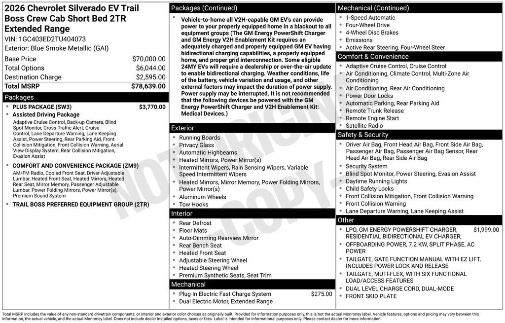 Used 2026 Chevrolet Silverado EV Trail Boss w/ Plus Package AWD/4WD image 26