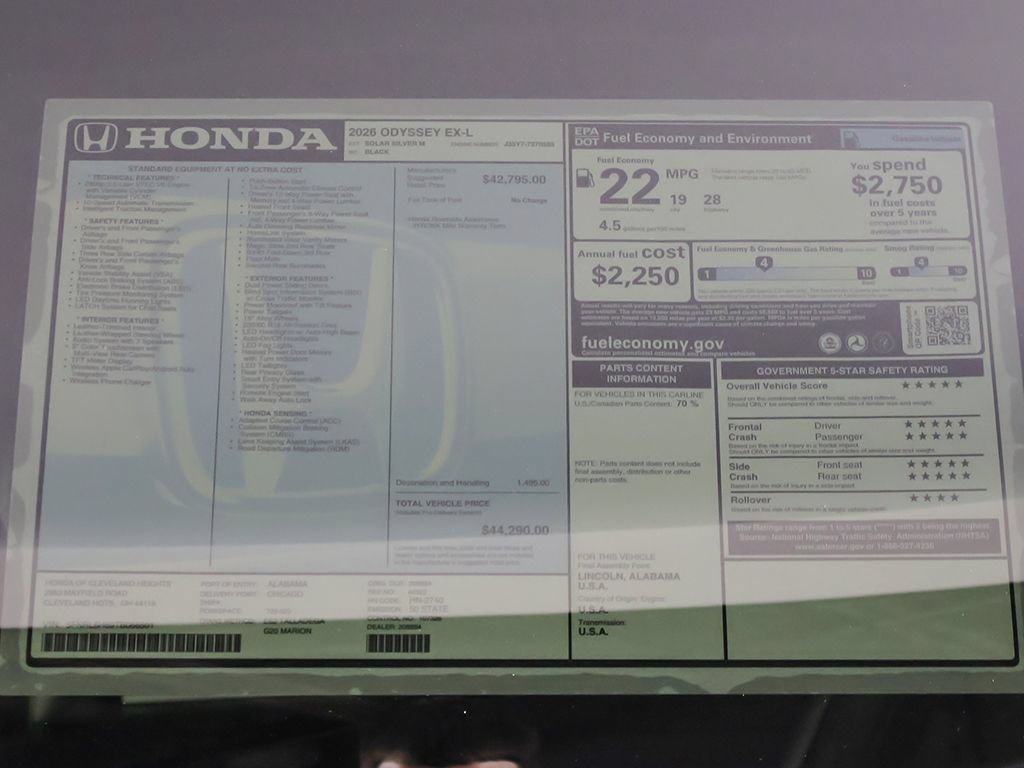 New 2026 Honda Odyssey EX-L image 22