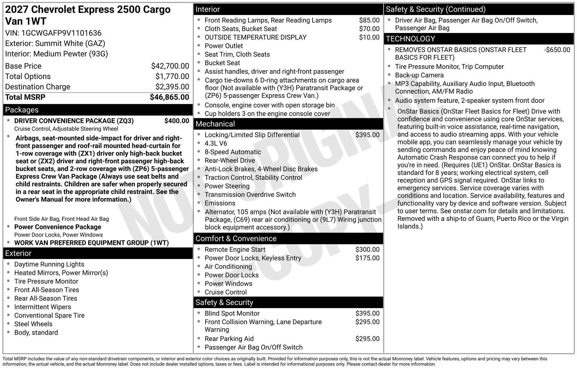 New 2027 Chevrolet Express 2500 w/ Driver Convenience Package RWD image 3