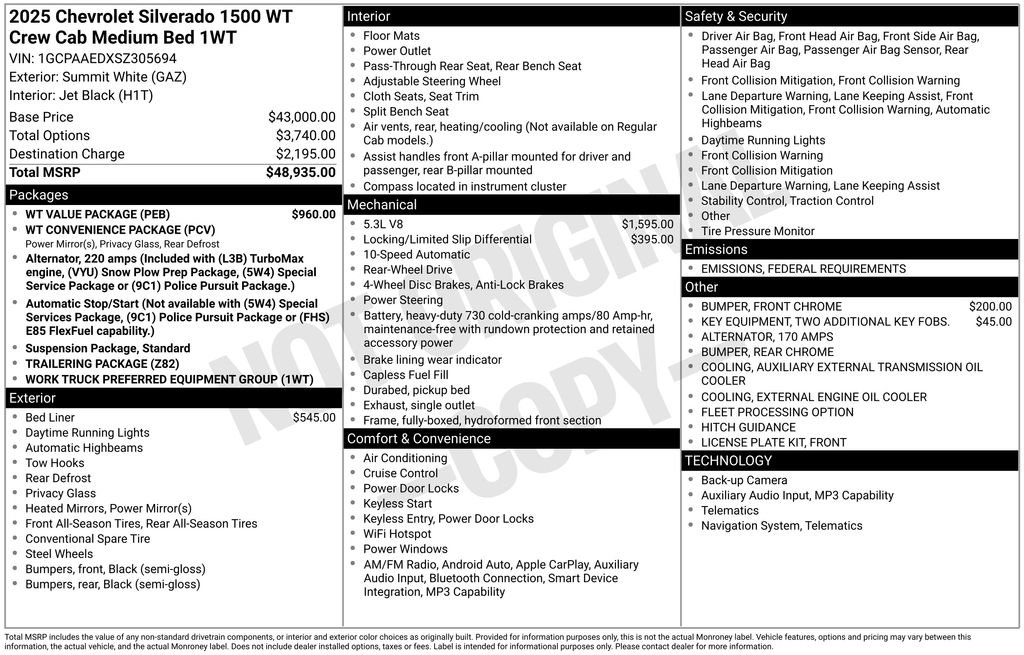 New 2025 Chevrolet Silverado 1500 W/T w/ WT Value Package image 30