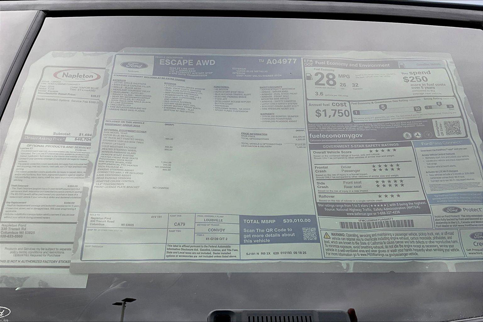 New 2026 Ford Escape ST-Line w/ Tech Pack #1 image 14