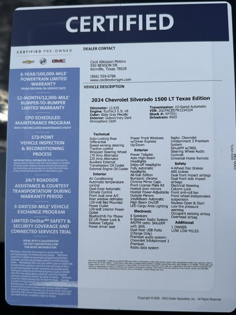 Certified 2024 Chevrolet Silverado 1500 LT w/ Texas Edition Plus image 17