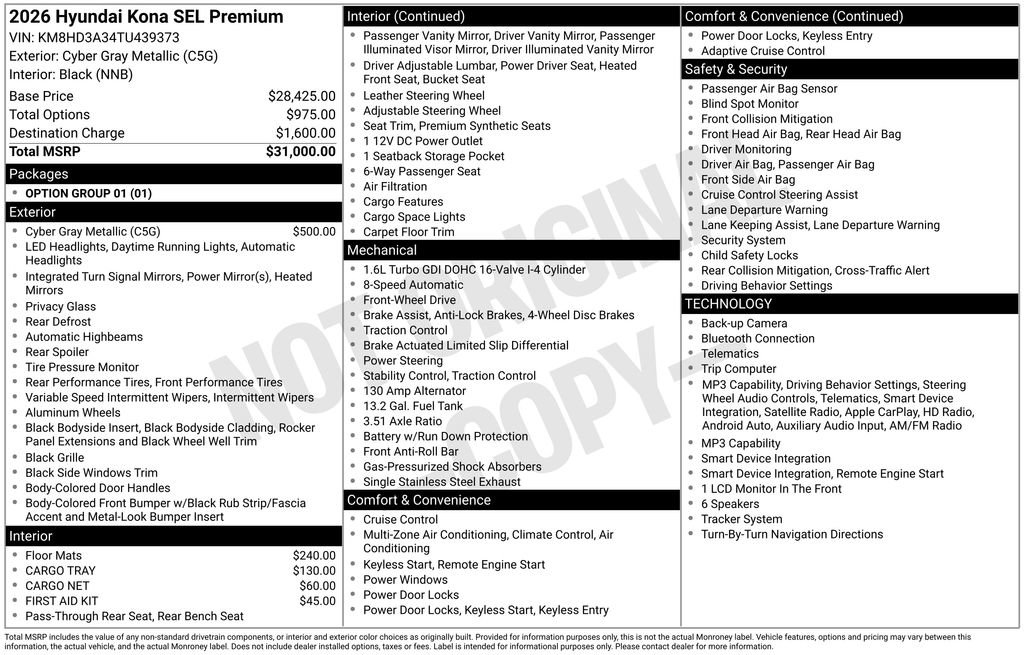 New 2026 Hyundai Kona SEL Premium image 4
