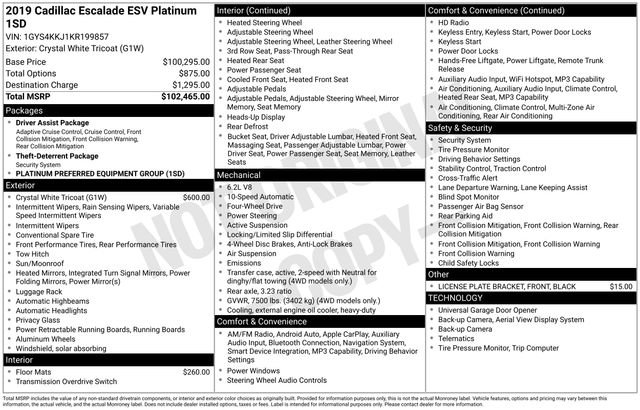 Used 2019 Cadillac Escalade ESV Platinum AWD/4WD image 2