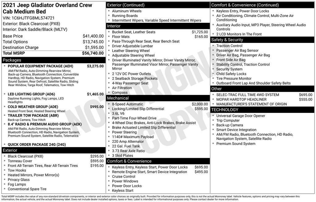 Used 2021 Jeep Gladiator Overland w/ Popular Equipment Package image 38