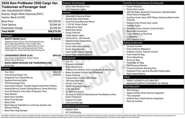 New 2026 RAM ProMaster 2500 w/ Safety Group image 27