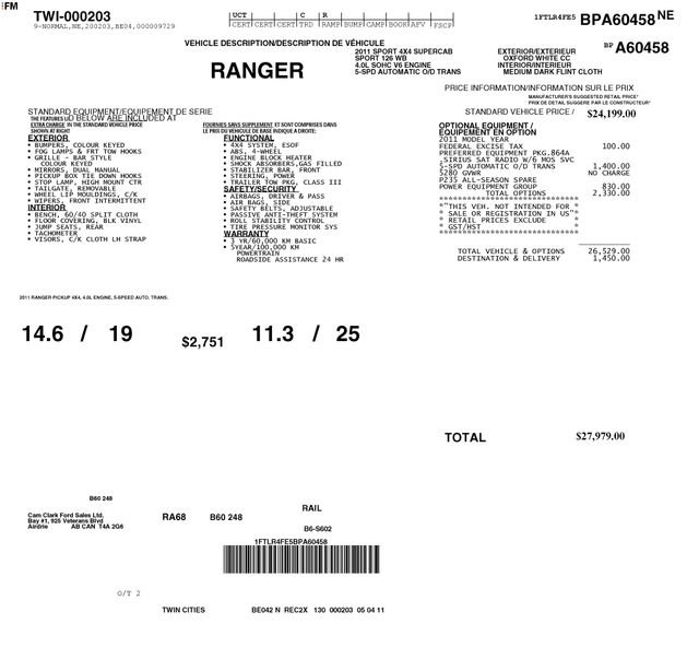 Used 2011 Ford Ranger Sport w/ PWR Equipment Group AWD/4WD image 14