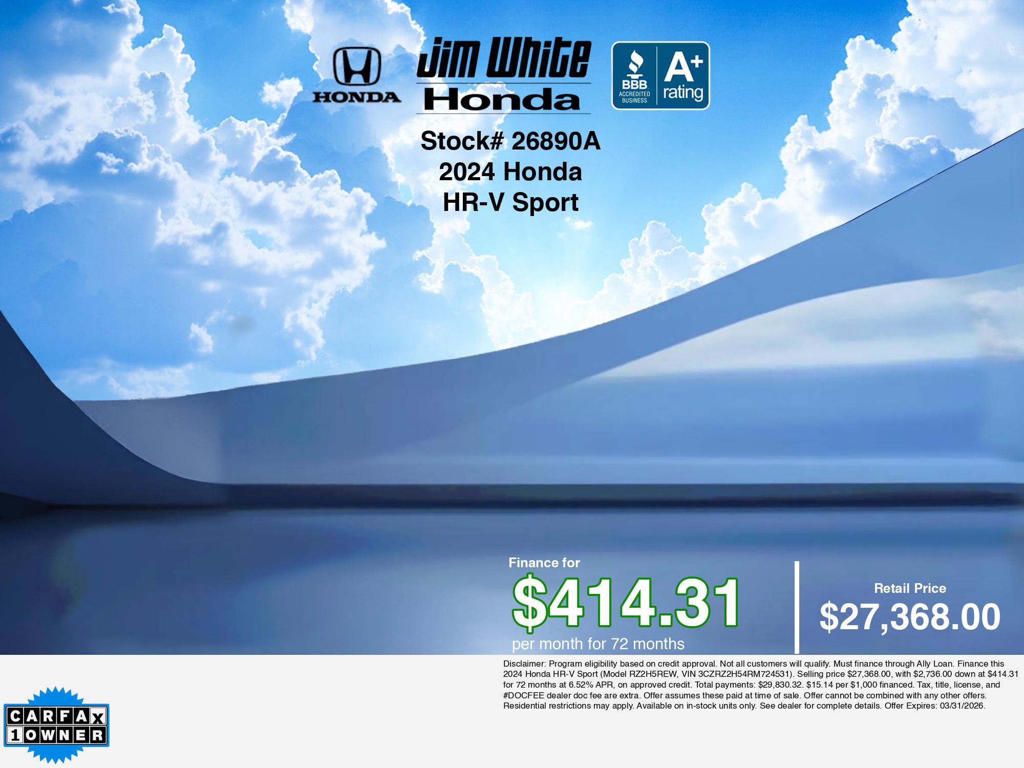 Certified 2024 Honda HR-V Sport image 3