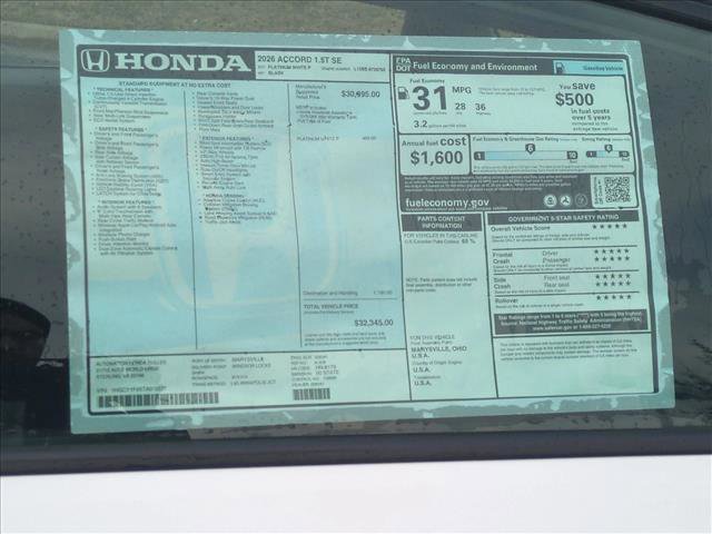 New 2026 Honda Accord SE image 17