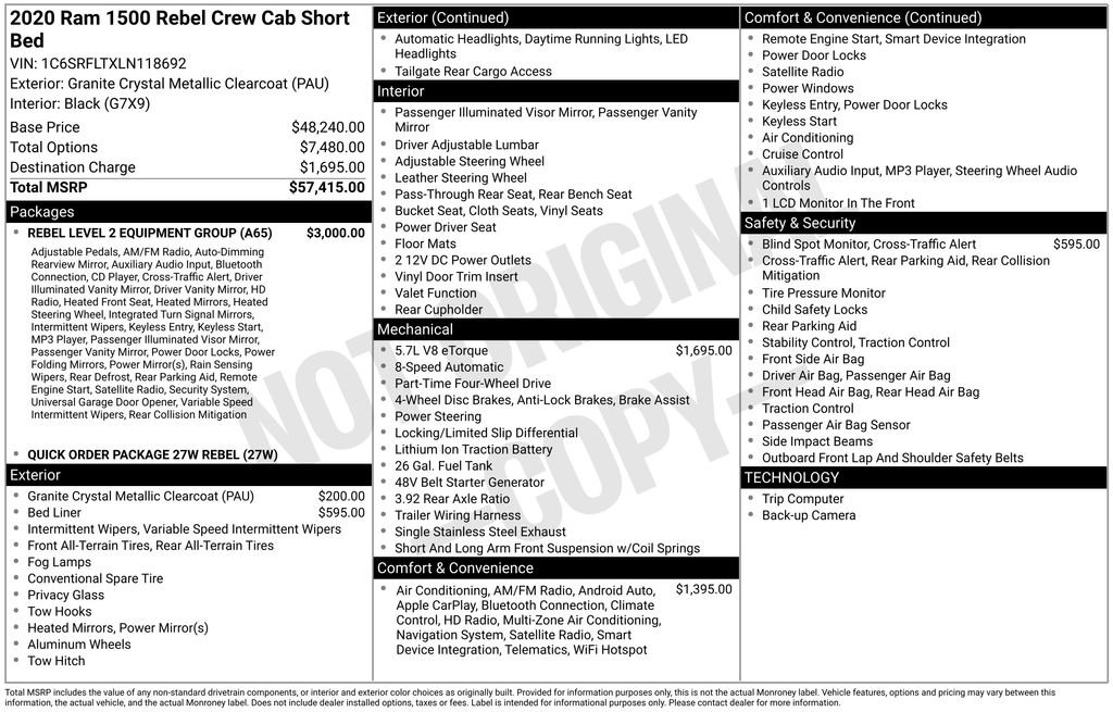 Used 2020 RAM 1500 Rebel w/ Rebel Level 2 Equipment Group image 3