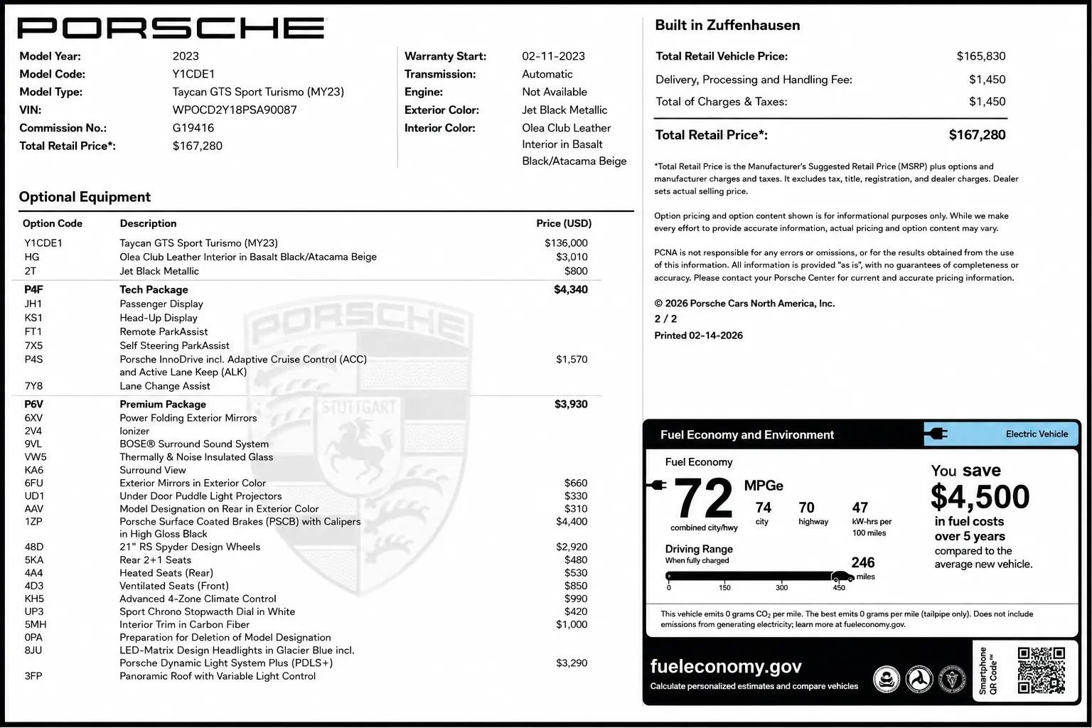 Used 2023 Porsche Taycan GTS AWD/4WD image 38