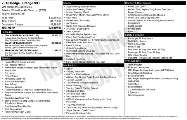 Used 2018 Dodge Durango SXT w/ Quick Order Package 2BB AWD/4WD image 16