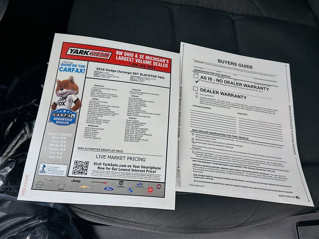 Certified 2018 Dodge Durango SXT w/ Quick Order Package 2BB AWD/4WD image 14