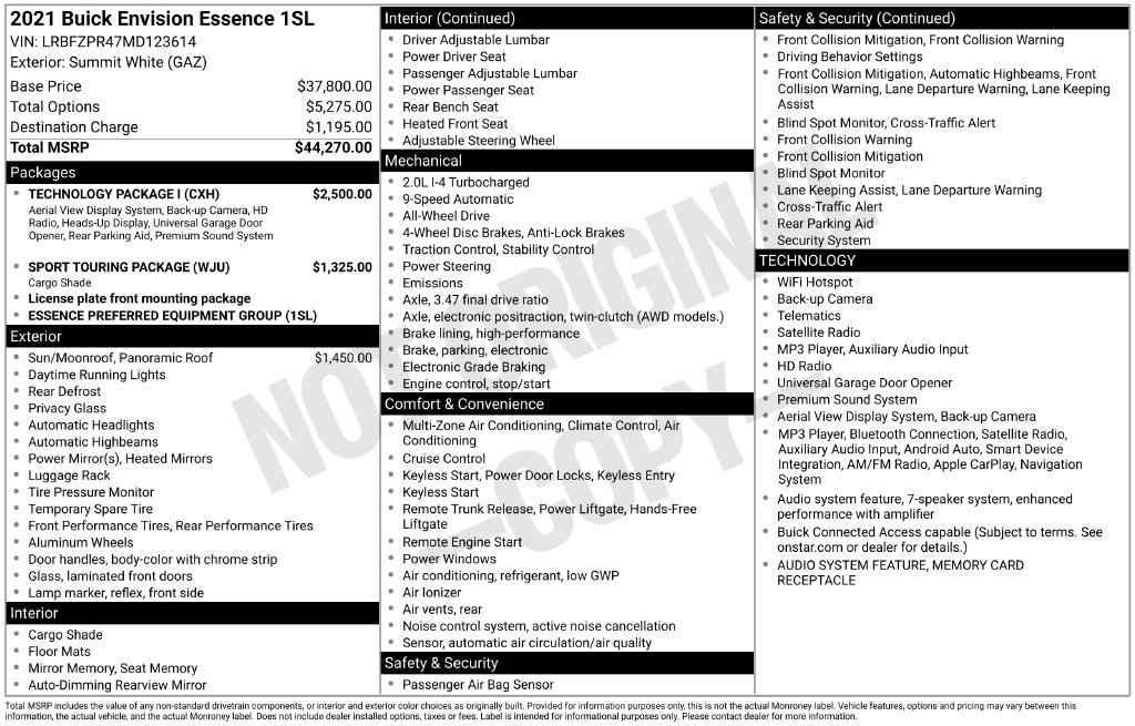 Used 2021 Buick Envision Essence w/ Technology Package I AWD/4WD image 42
