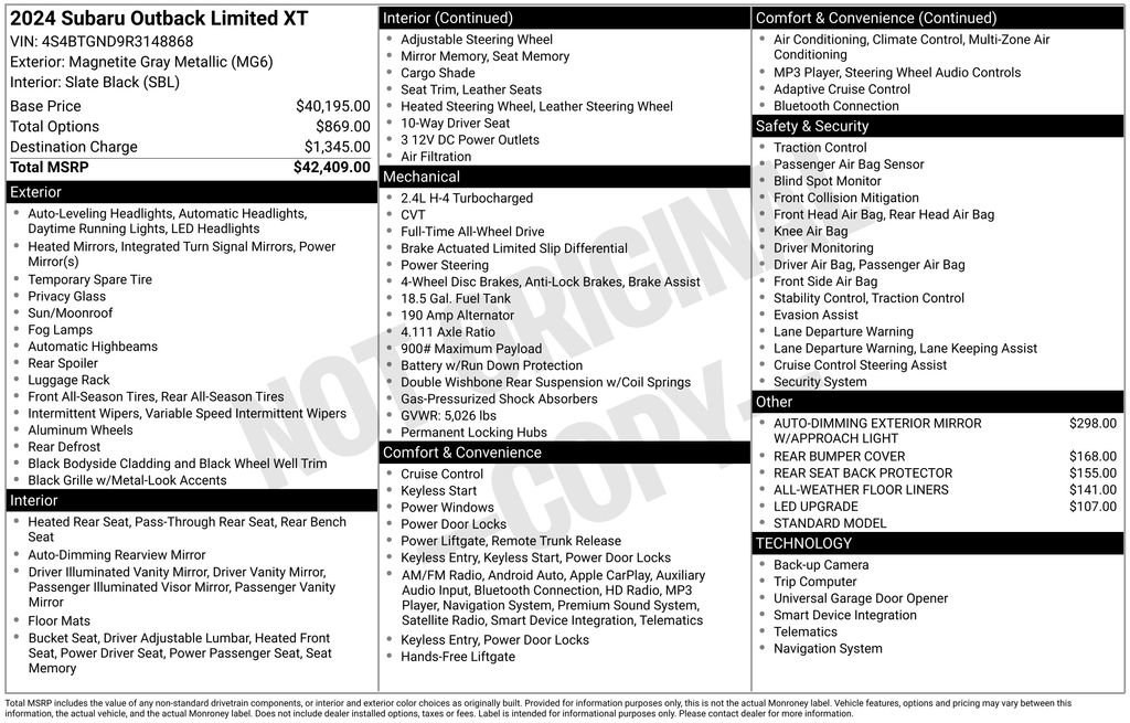 Certified 2024 Subaru Outback Limited XT image 7