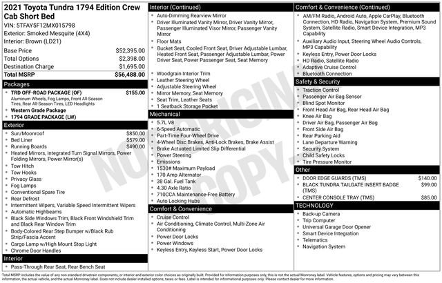 Used 2021 Toyota Tundra 1794 Edition w/ TRD Off-Road Package image 12