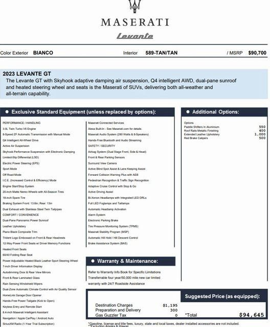 Certified 2023 Maserati Levante GT image 2