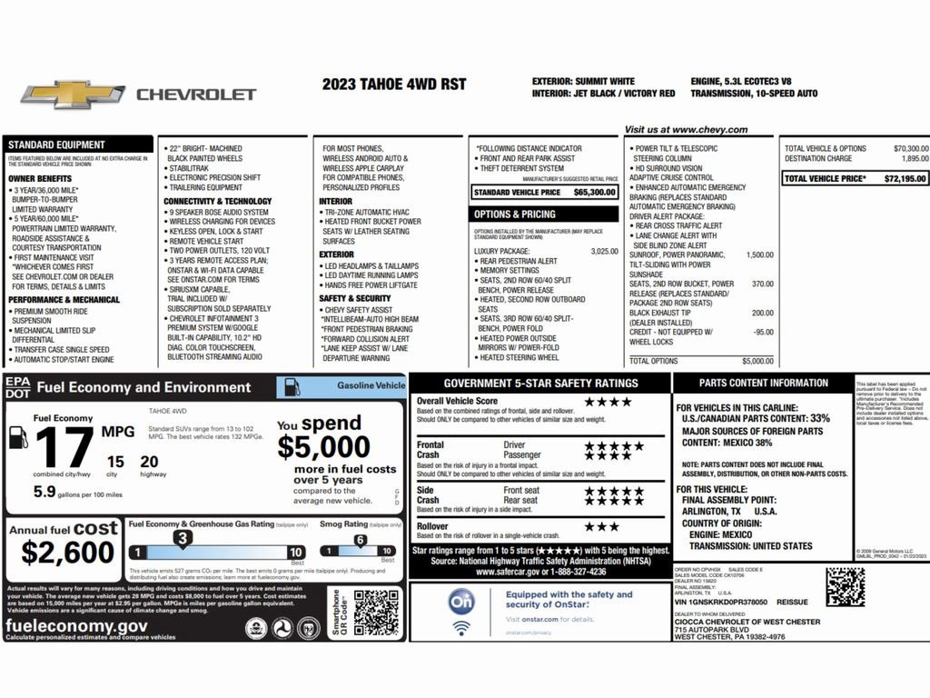 Used 2023 Chevrolet Tahoe RST w/ Luxury Package image 2