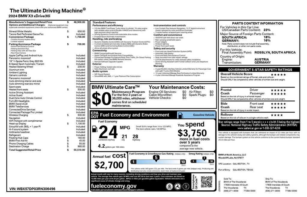 Used 2024 BMW X3 xDrive30i w/ Convenience Package w/ZPA image 4