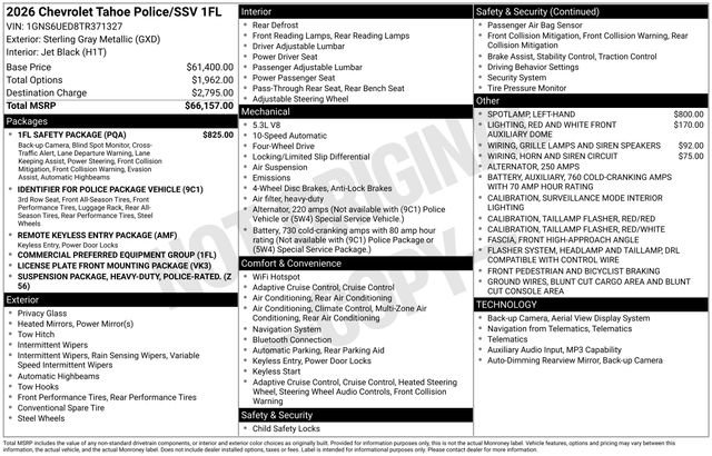 New 2026 Chevrolet Tahoe 4WD w/ 1FL Safety Package image 2