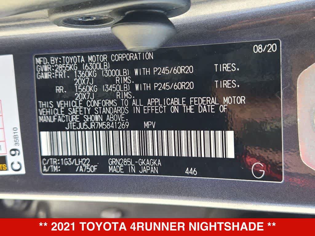 Used 2021 Toyota 4Runner Nightshade AWD/4WD image 36