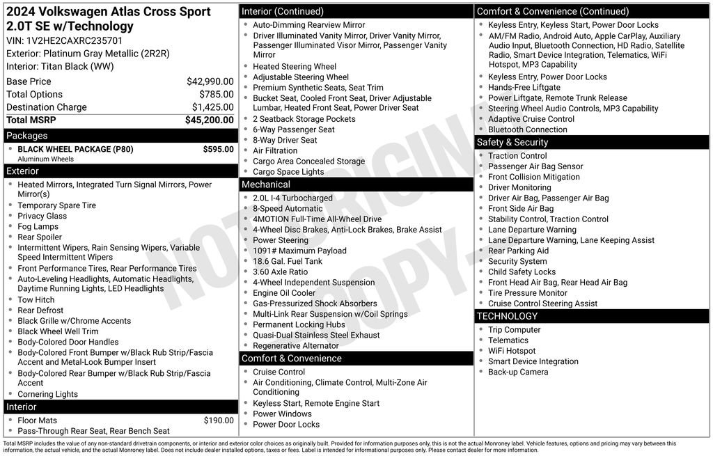 Used 2024 Volkswagen Atlas Cross Sport SE w/ Black Wheel Package AWD/4WD image 30
