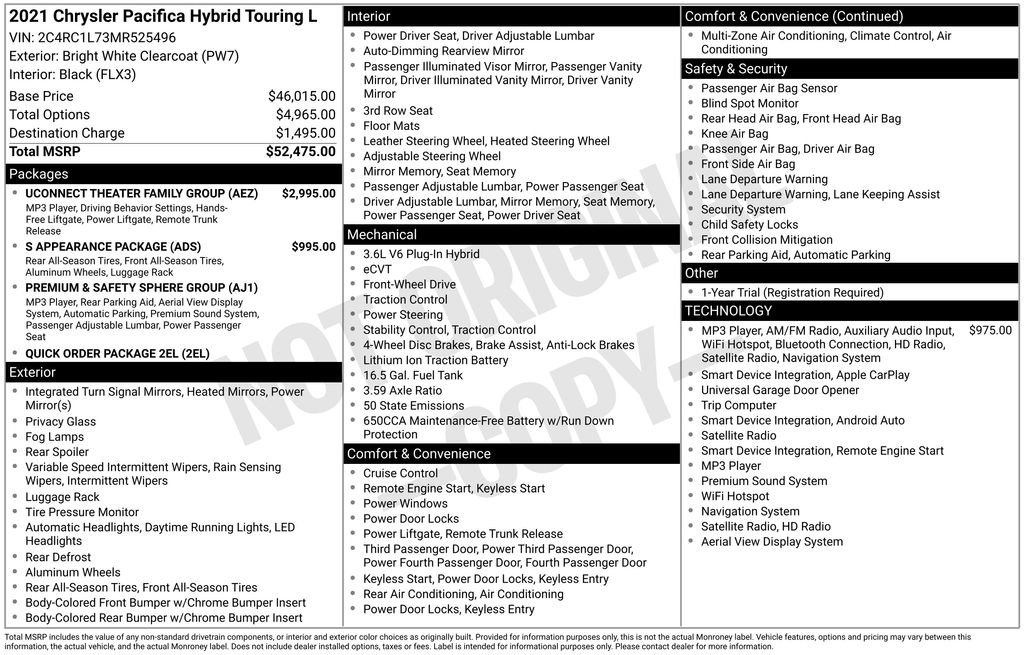 Used 2021 Chrysler Pacifica Touring-L w/ Uconnect Theater Family Group FWD image 5