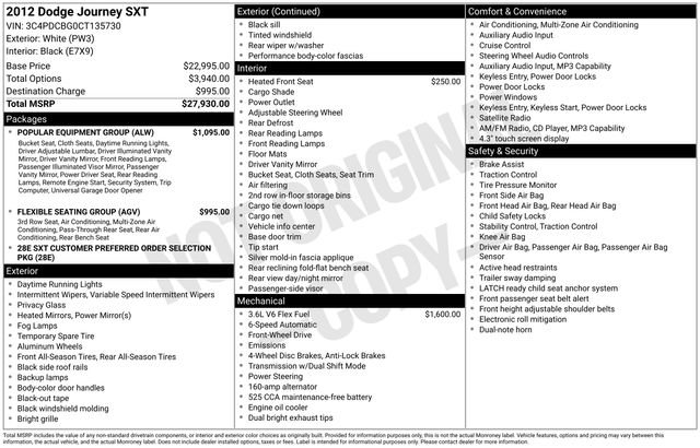 Used 2012 Dodge Journey SXT w/ Popular Equipment Group FWD image 11