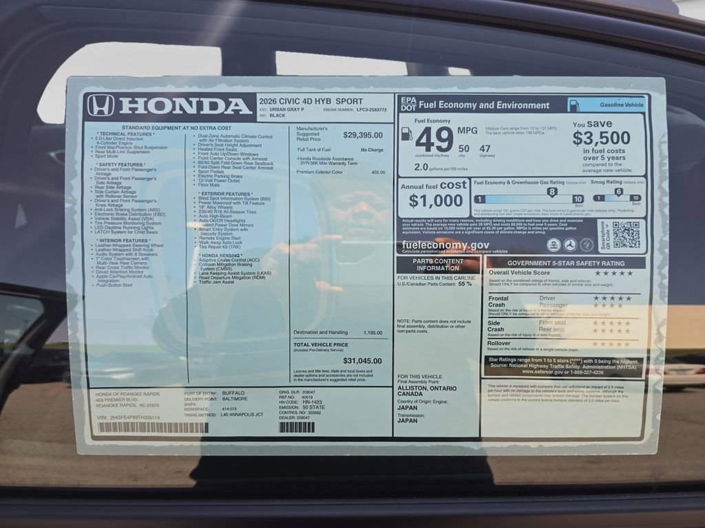 New 2026 Honda Civic Sport image 25