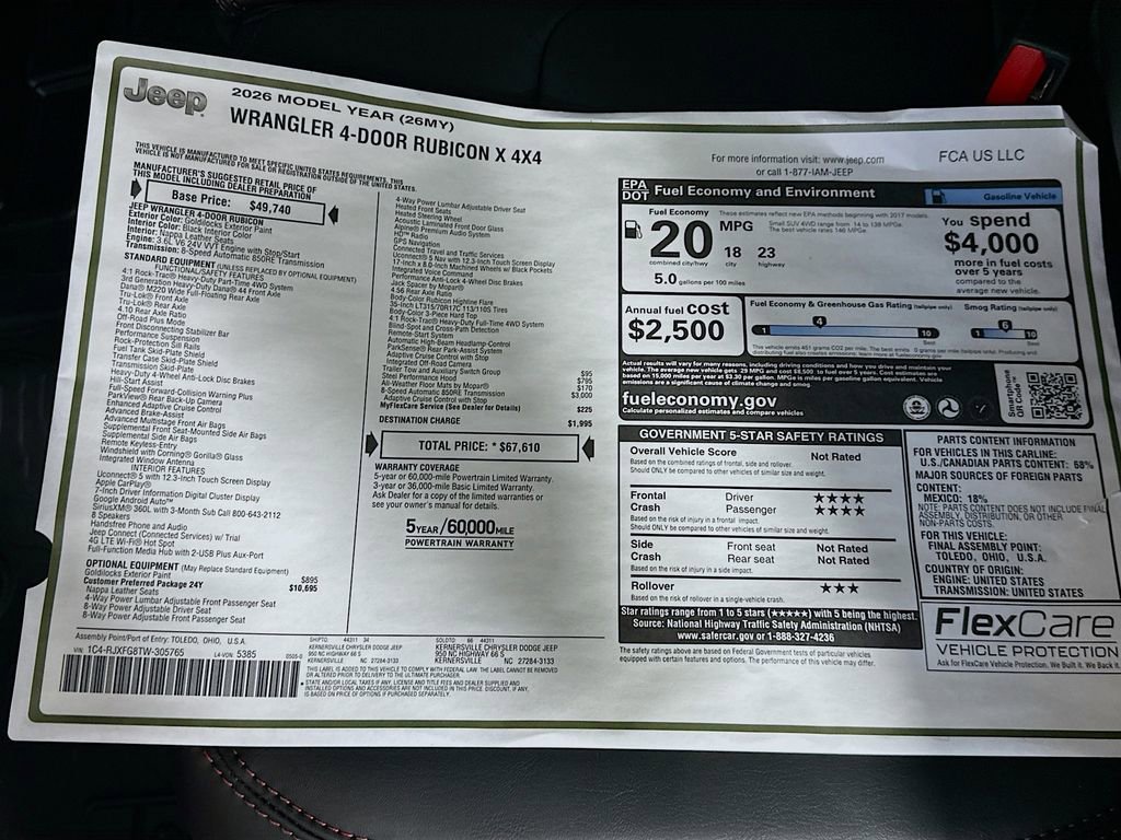 New 2026 Jeep Wrangler Unlimited Rubicon AWD/4WD image 20