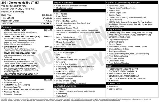 Used 2021 Chevrolet Malibu LT w/ Leather Package image 11