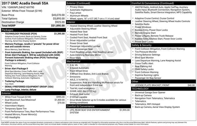 Certified 2017 GMC Acadia Denali w/ Technology Package FWD image 29