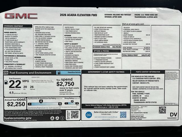 New 2026 GMC Acadia Elevation w/ Elevation Premium Package FWD image 21