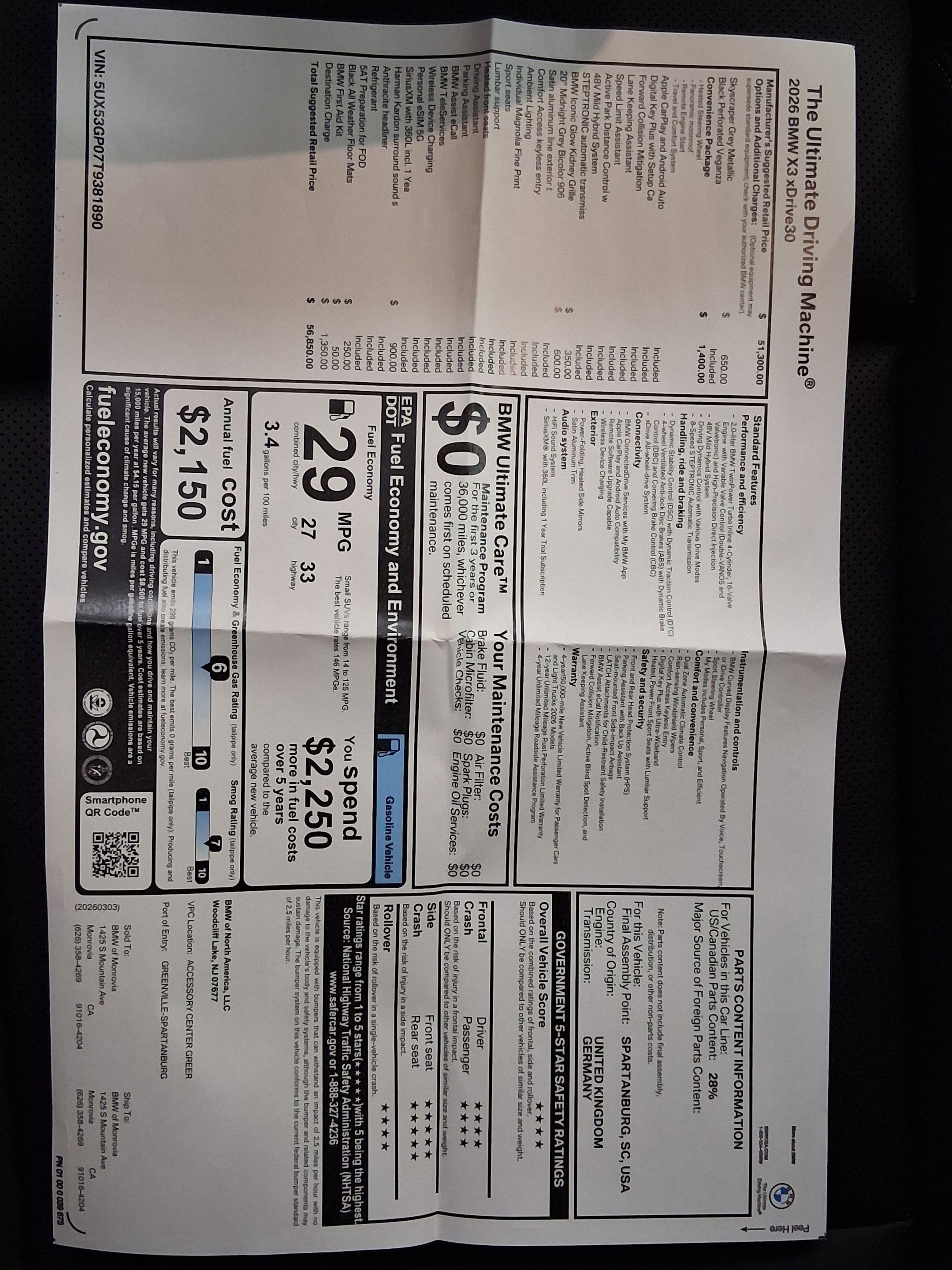 New 2026 BMW X3 xDrive30 w/ Convenience Package image 32