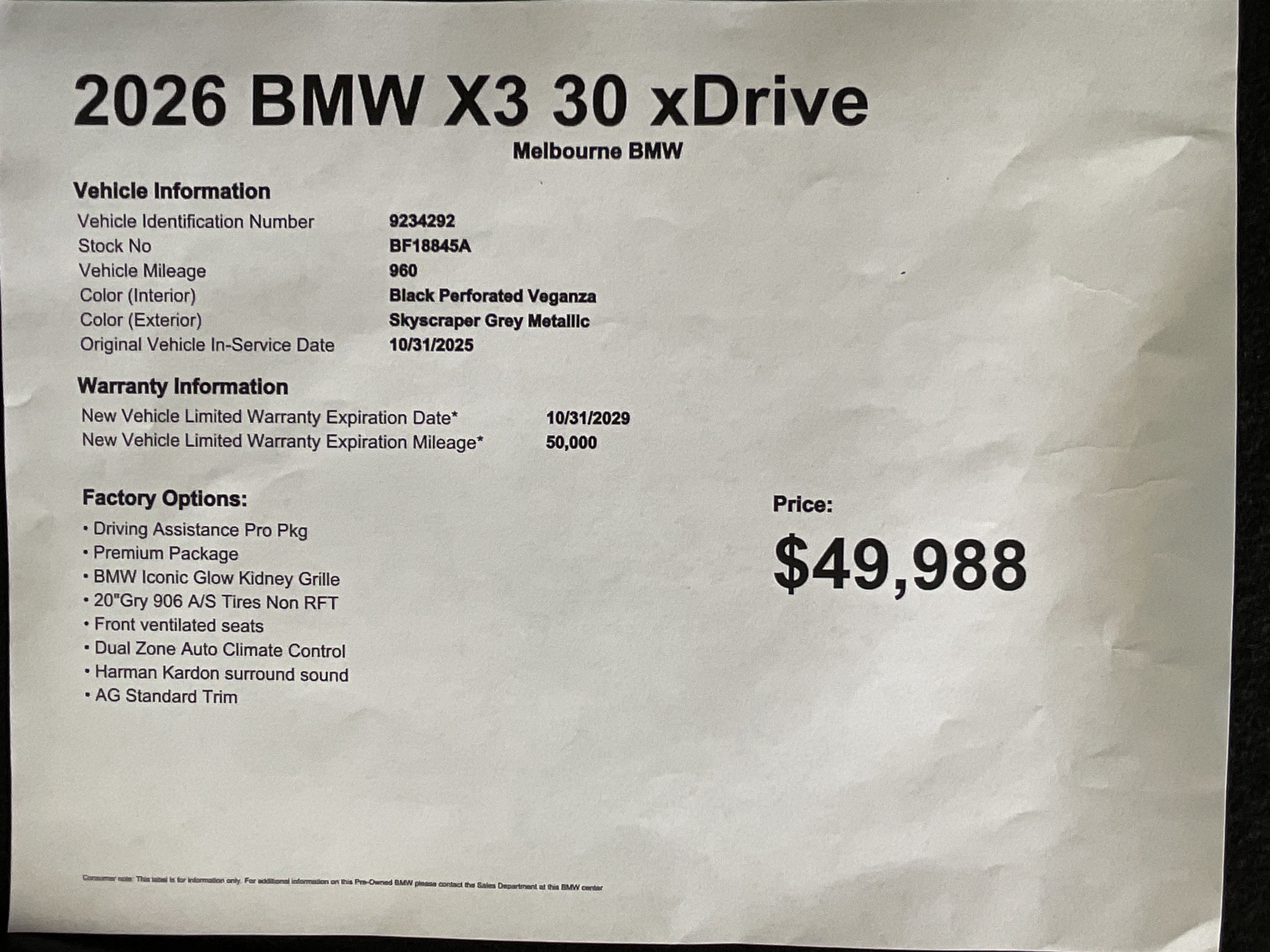 Used 2026 BMW X3 xDrive30i w/ Premium Package AWD/4WD image 37