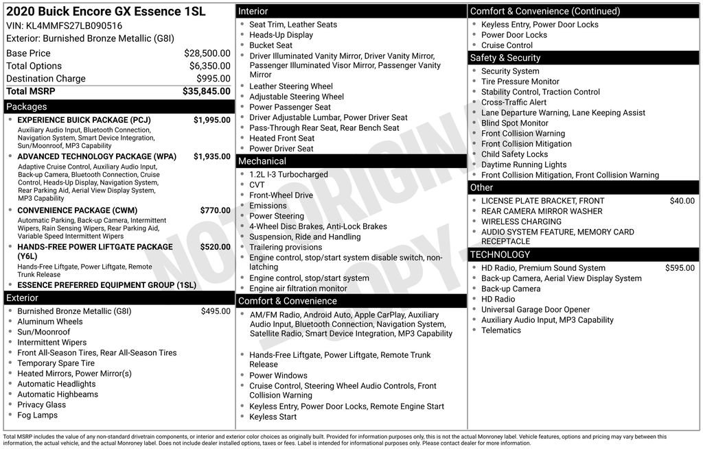 Used 2020 Buick Encore GX Essence w/ Experience Buick Package FWD image 2