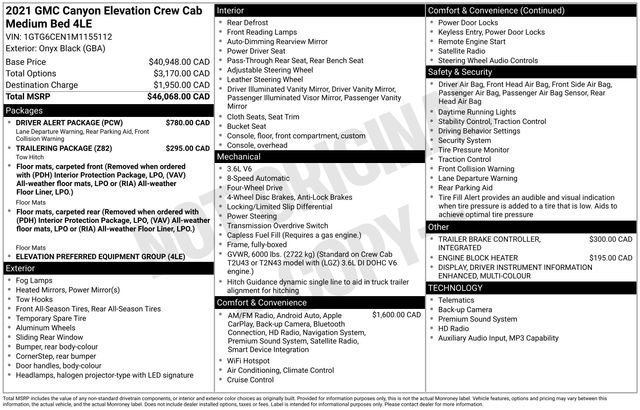 Used 2021 GMC Canyon Elevation w/ Driver Alert Package AWD/4WD image 32