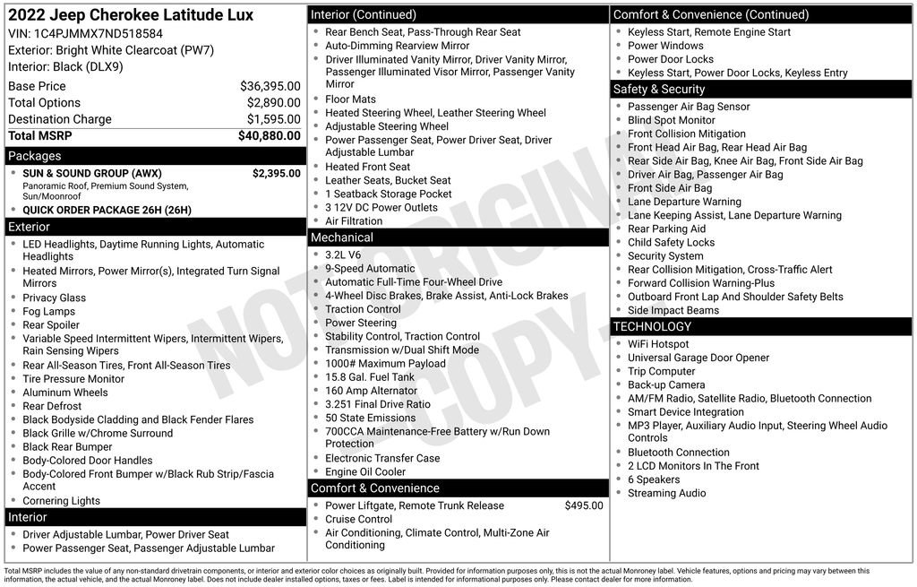 Used 2022 Jeep Cherokee Latitude Lux w/ Sun & Sound Group AWD/4WD image 6