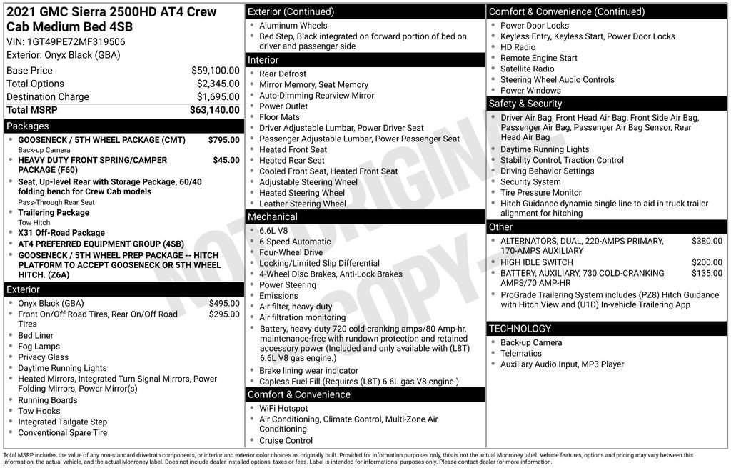 Used 2021 GMC Sierra 2500 AT4 w/ Gooseneck/5TH Wheel Package image 26