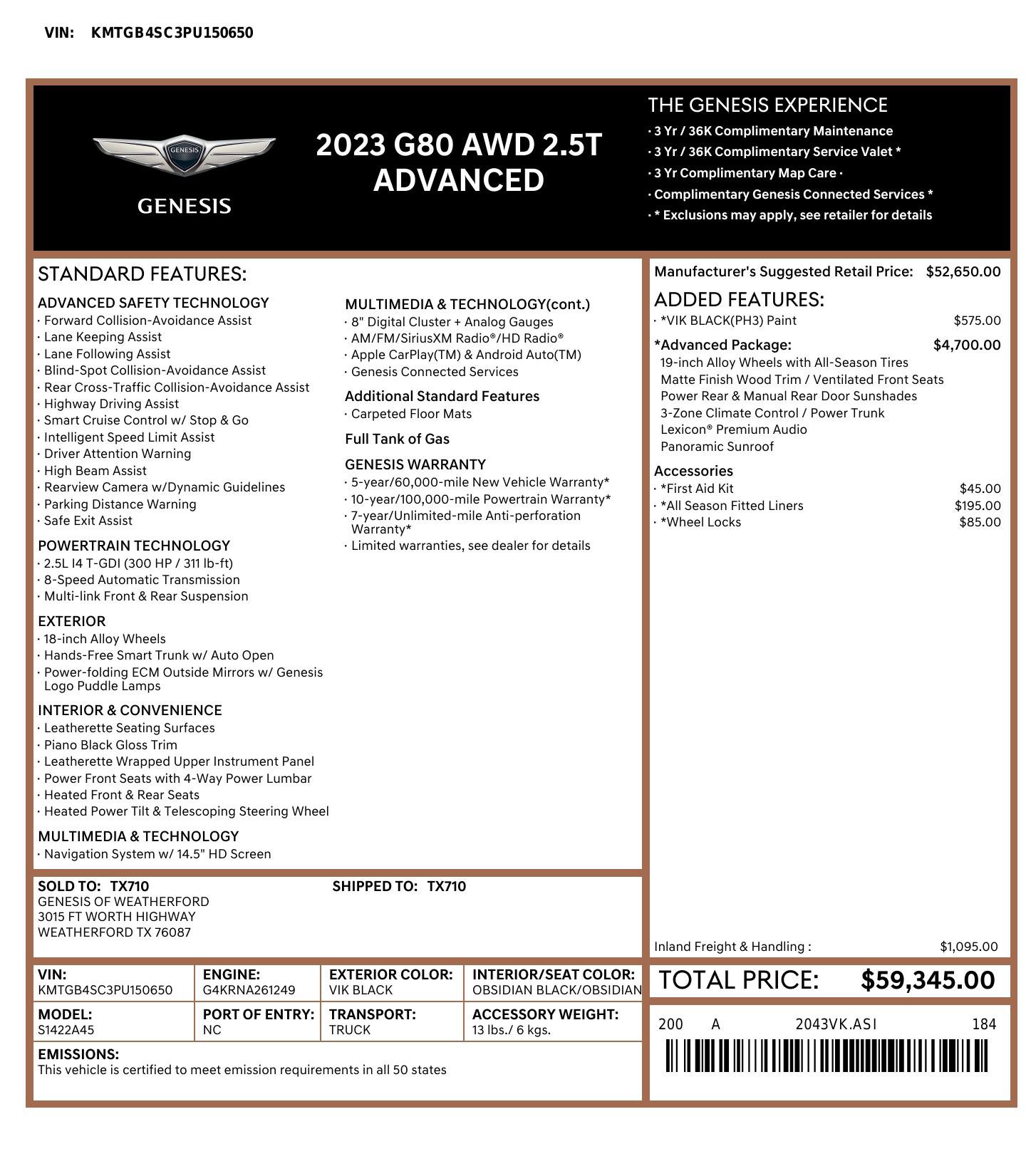 Used 2023 Genesis G80 2.5T w/ Advanced Package AWD/4WD image 4