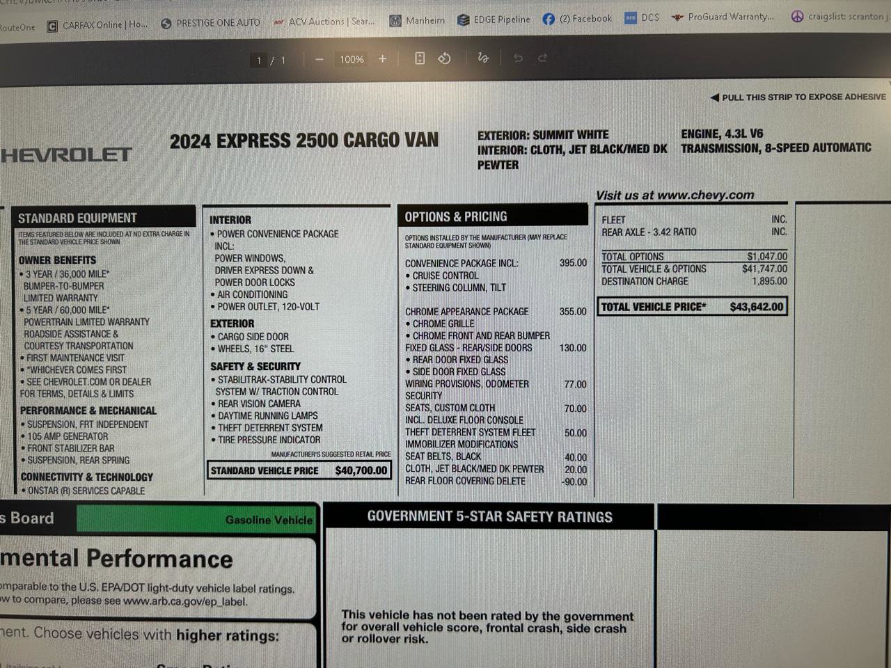 Used 2024 Chevrolet Express 2500 2500 Cargo w/ Driver Convenience Package image 14