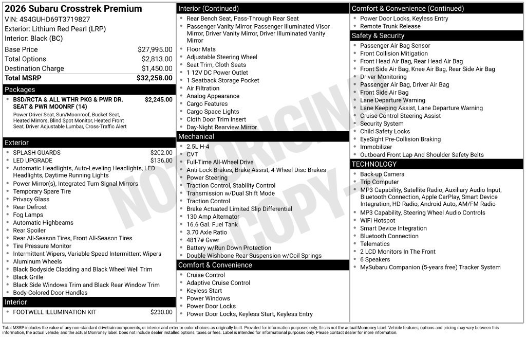 Certified 2026 Subaru Crosstrek 2.5i Premium AWD/4WD image 26