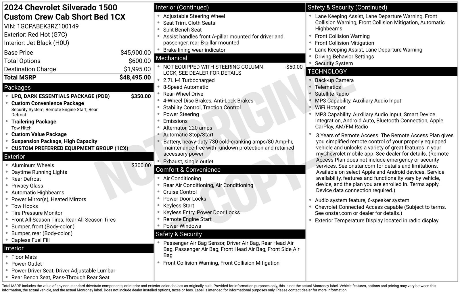 Used 2024 Chevrolet Silverado 1500 Custom w/ LPO, Dark Essentials Package RWD image 12