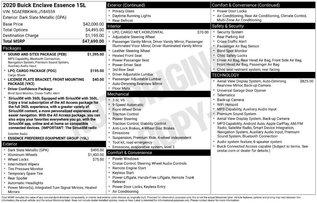 Used 2020 Buick Enclave Essence w/ Sound and Sites Package FWD image 11