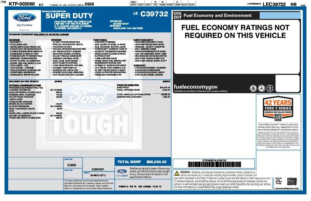 Used 2020 Ford F350 Limited w/ FX4 Off-Road Package AWD/4WD image 25