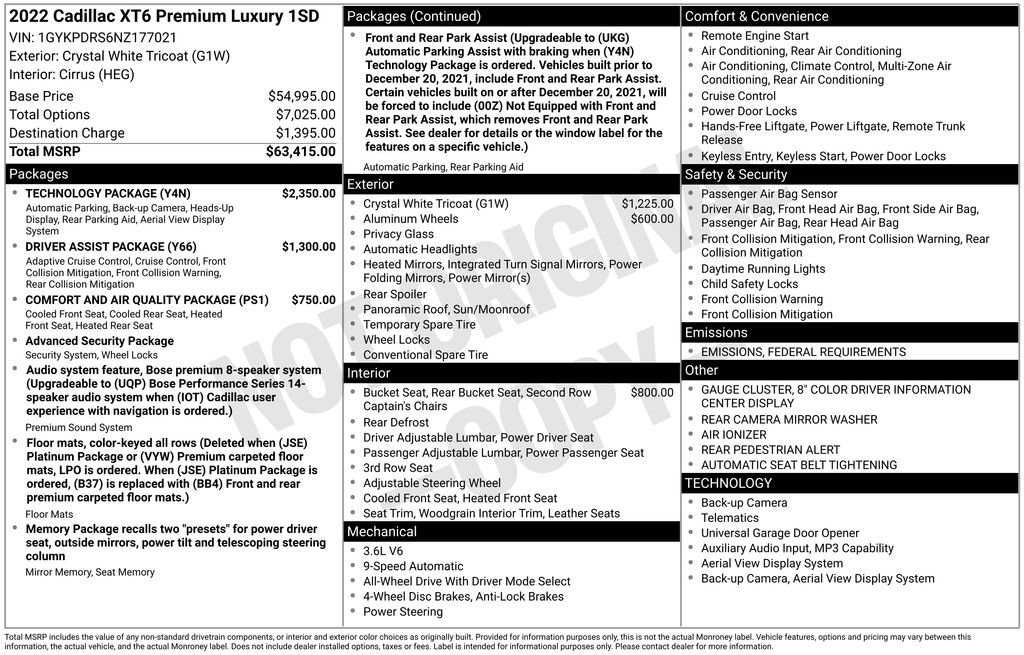 Used 2022 Cadillac XT6 Premium Luxury w/ Technology Package image 53